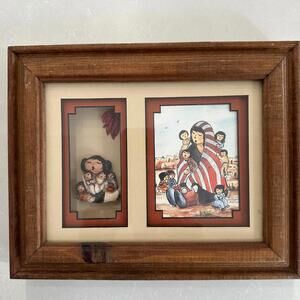 Vintage Laverne Elliott Storyteller Dolls Framed folk Art